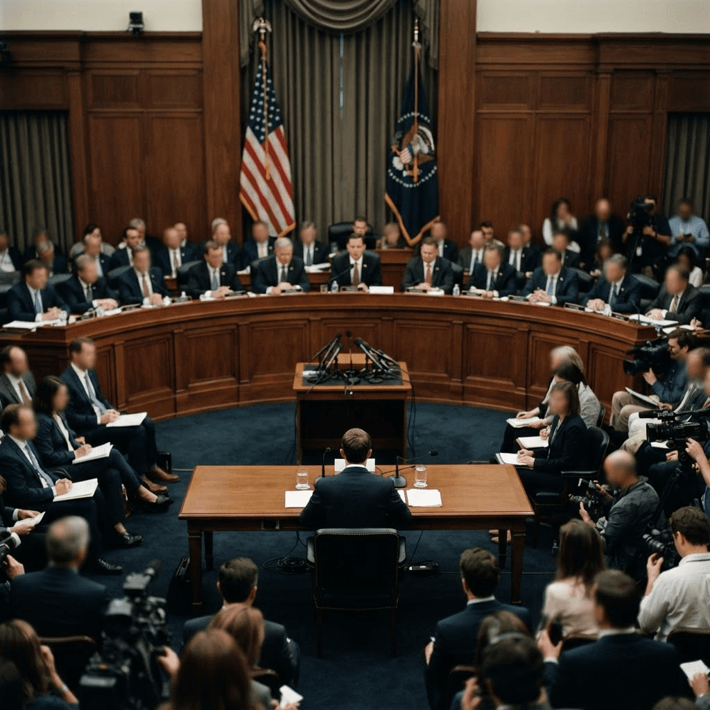 A congressional committee hearing room